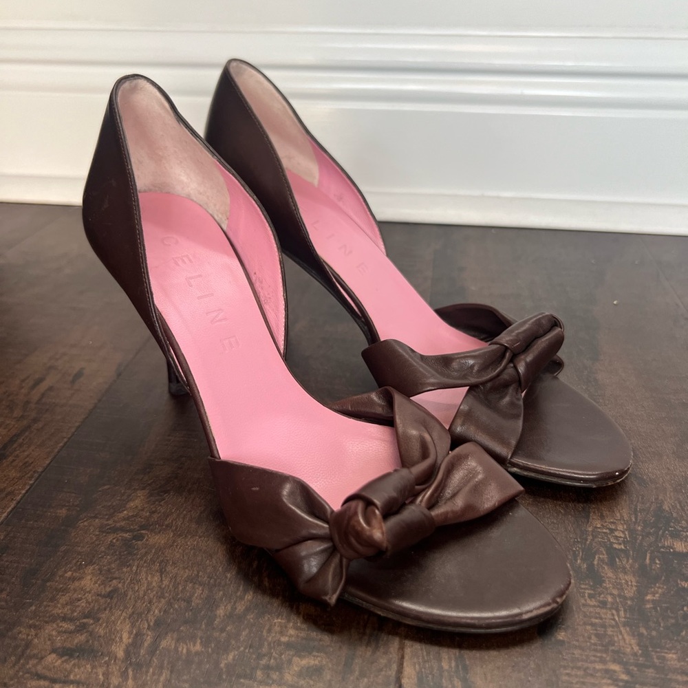 Celine brown leather heels